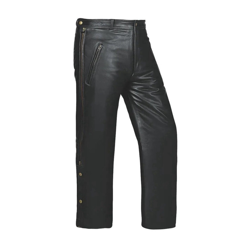 Unik Leather Motorcycle Riding Pants Mens 38 Black Heavyweight Full Side Zip NWT